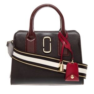 Marc Jacobs Black and Burgundy Satchel with Gold Accents